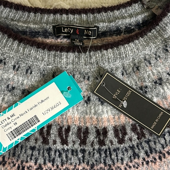 Lety & Me Gray argyle Patterned Women's knit Sweater XL - Picture 2 of 10